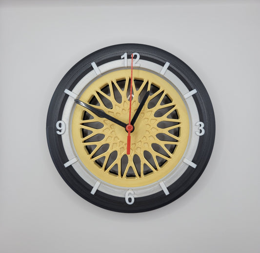 3D-Druck Wanduhr im Felgen Style Gold