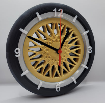 3D-Druck Wanduhr im Felgen Style Gold